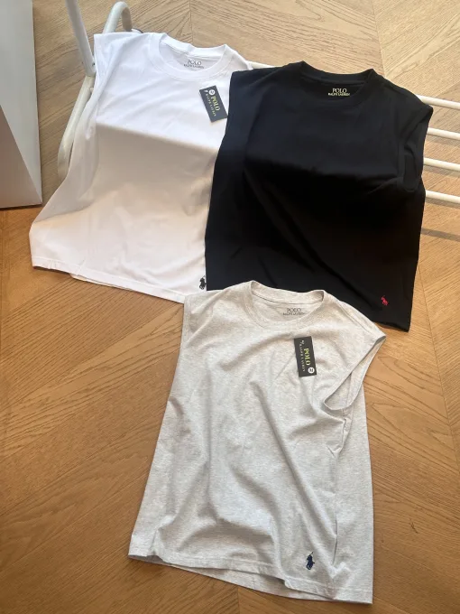 Luxus Ralph Lauren T-Shirts Schwarze Baumwolle Stickerei Luxus