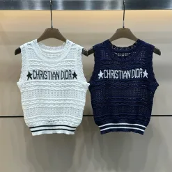 Hochwertige Dior Weste Weiß Strick Jacquard Luxus