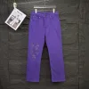 Luxus-Jeans „Chrome Hearts“ aus gewaschenem Leder in Lila