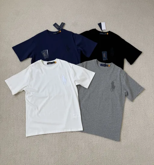 Premium Ralph Lauren Kurzarm-Logo-Kollektion aus schwarzer Baumwolle