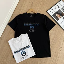 Premium Qualität Lululemon Kurzarm Schwarz Klassischer Luxus