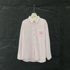 Hochwertiges Chanel Hemd Pink Bestickt Luxus