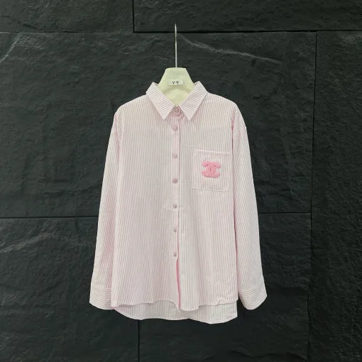 Hochwertiges Chanel Hemd Pink Bestickt Luxus