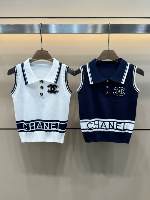 Hochwertige Chanel Weste im weißen Strick-Stickerei-Stil