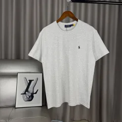 Hochwertige Ralph Lauren Kurzarm-Kollektion aus grauer Baumwolle