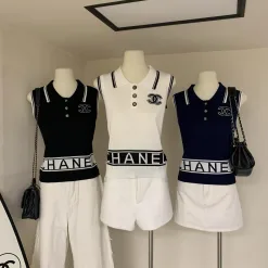 Premium Chanel Weste Schwarz Strick Bestickt Luxus
