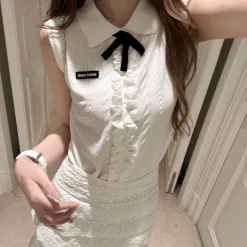 Bestseller Miu Miu Weste Weiß Strick Logo Style