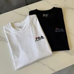 Luxus Fila Kurzarm Schwarz Casual Luxury