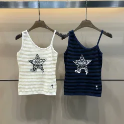 Premium Dior Weste Blau Strick Bestickt Luxus