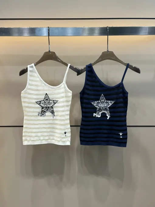Premium Dior Weste Blau Strick Bestickt Luxus