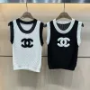 Luxus Chanel Weste Weiß Strick Bestickte Kollektion