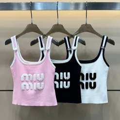 Hochwertige Miu Miu Hosenträger Pink Bestickt Luxus