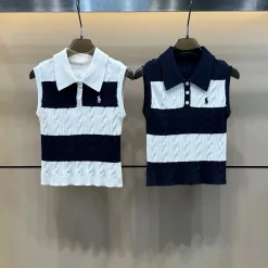 Premium Ralph Lauren Weste, weißer Strick, bestickt