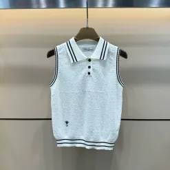 Luxus-Dior-Weste aus weißer Strickstickerei-Kollektion