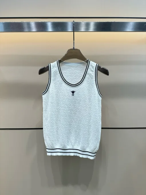 Hochwertige Dior Weste, weiße bestickte Kollektion