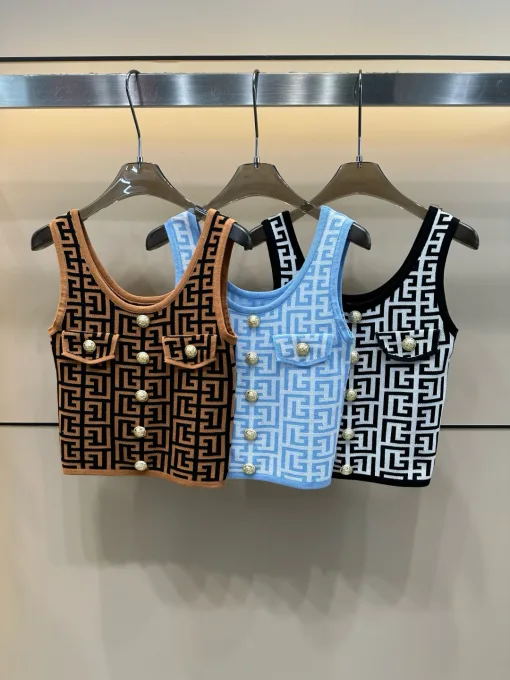 Bestseller Balmain Weste Gold Strick Jacquard Kollektion