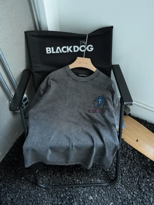 Premium Chrome Hearts Kurzarm Grau Baumwolle Logo Luxus