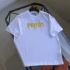 Hochwertige Prada Kurzarm Schwarz Baumwolle Logo Luxus