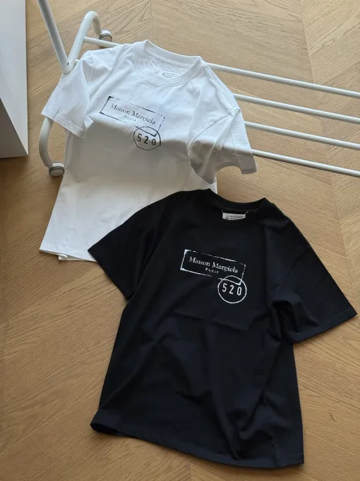 Premium Margiela Kurzarm Schwarzer Baumwolldruck