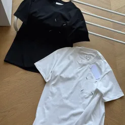 Bestseller Margiela Kurzarm Schwarz Baumwolle Bestickt Luxus
