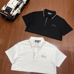 Hochwertiges Fila Poloshirt aus schwarzer Baumwolle, Casual Collection