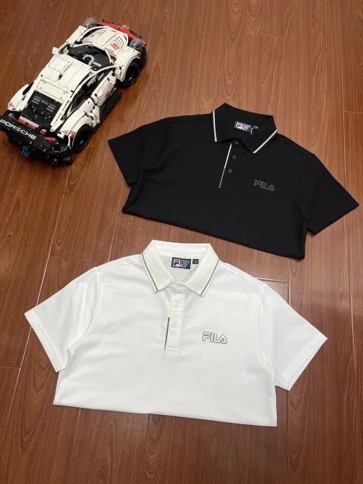 Hochwertiges Fila Poloshirt aus schwarzer Baumwolle, Casual Collection