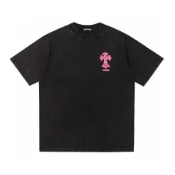 Premium Chrome Hearts Kurzarm-Logo-Kollektion aus schwarzer Baumwolle