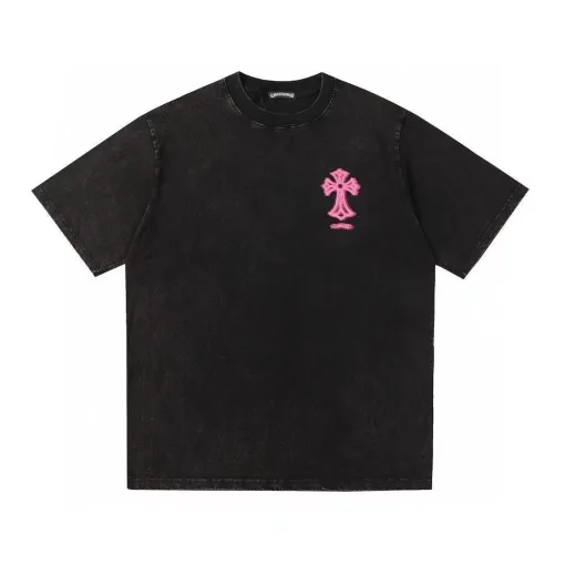 Premium Chrome Hearts Kurzarm-Logo-Kollektion aus schwarzer Baumwolle