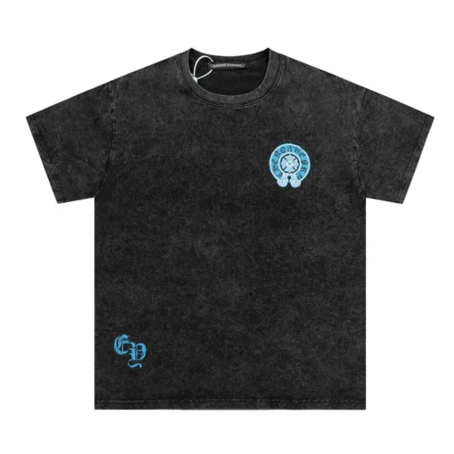 Luxus Chrome Hearts Kurzarm Blau Baumwolle Gewaschen Luxus
