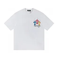 Hochwertige Chrome Hearts Kurzarm Schwarz Baumwolle Streetwear Luxus