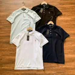 Bestseller Ralph Lauren Kurzarm Schwarz Baumwolle Klassisch Luxus