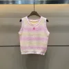 Luxus Chanel Weste Regenbogen Strick Stil