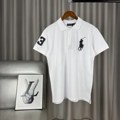 Bestseller Ralph Lauren Kurzarmhemden Weiß Baumwolle Klassischer Stil