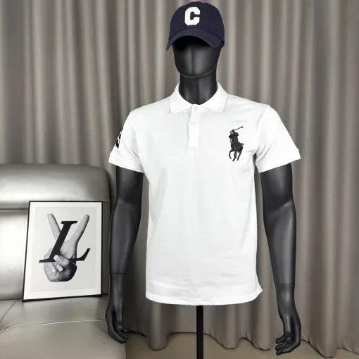 Premium Qualität Ralph Lauren Kurzarmhemden Weiß Baumwolle Klassisch Luxus