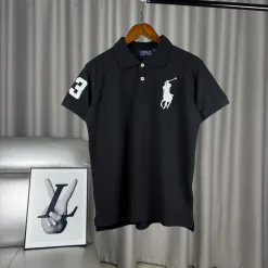 Premium Ralph Lauren Kurzarmhemden Schwarz Baumwolle Klassischer Stil