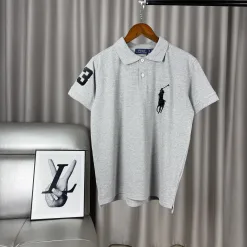 Hochwertige Ralph Lauren Kurzarmhemden Grau Baumwolle Classic Collection
