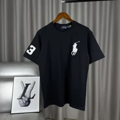 Luxus Ralph Lauren Kurzarm Schwarz Baumwolle Klassischer Stil