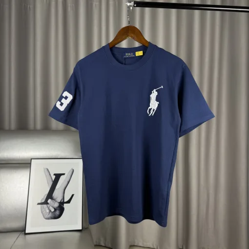 Luxus Ralph Lauren Kurzarm Navy Baumwolle Klassischer Stil