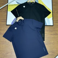 Luxus Descente Kurzarmhemden Schwarze Seide Casual Kollektion
