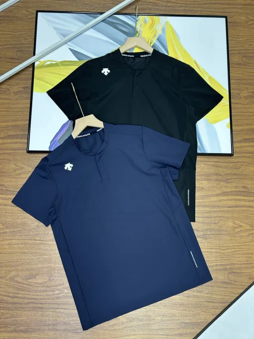 Luxus Descente Kurzarmhemden Schwarze Seide Casual Kollektion