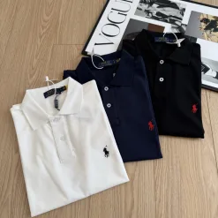 Hochwertiges Ralph Lauren Poloshirt Schwarz Baumwolle Bestickt Luxus