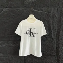 Hochwertige Calvin Klein Kurzarm Weiß Logo Luxus