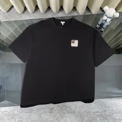 Premium Qualität Loewe Kurzarm Schwarz Baumwolle Klassischer Stil