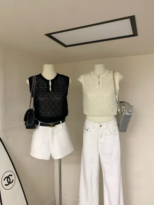 Bestseller Chanel Weste Schwarz Strickstil