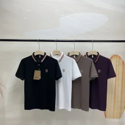 Bestseller Burberry Kurzarm Schwarz Baumwolle Klassisch Luxus