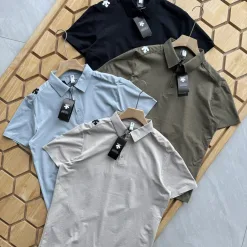 Hochwertiges Descente Poloshirt Schwarz Atmungsaktiv Luxus