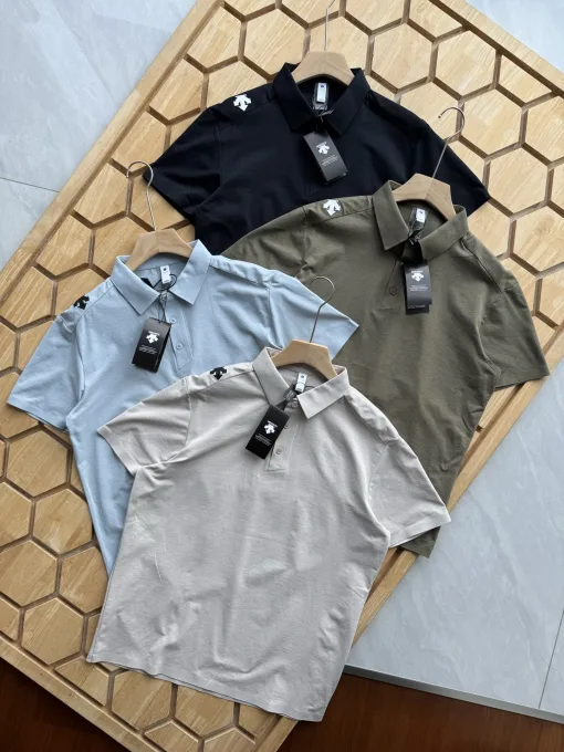 Hochwertiges Descente Poloshirt Schwarz Atmungsaktiv Luxus