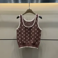 Hochwertige Louis Vuitton Weste Braun Strick Jacquard Luxus