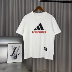 Meistverkaufte Balenciaga Kurzarm Weiß Baumwolle Bestickt Stil