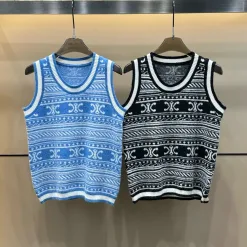Hochwertige Celine Weste Blaue Jacquard-Kollektion
